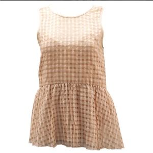 TIBI Jacquard Windowpane Peplum Top